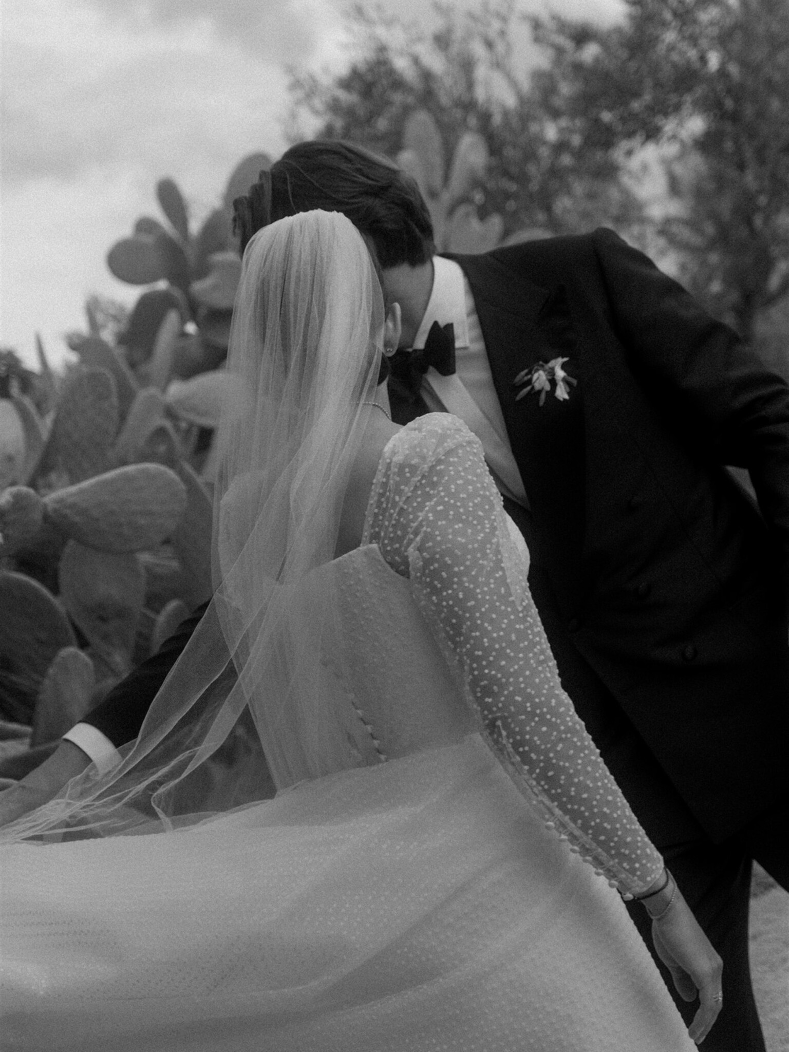 Phillipa Lepley Bride Lena Dotty Tulle Square Neckline And Long Sleeve Wedding Dress Puglia Wedding