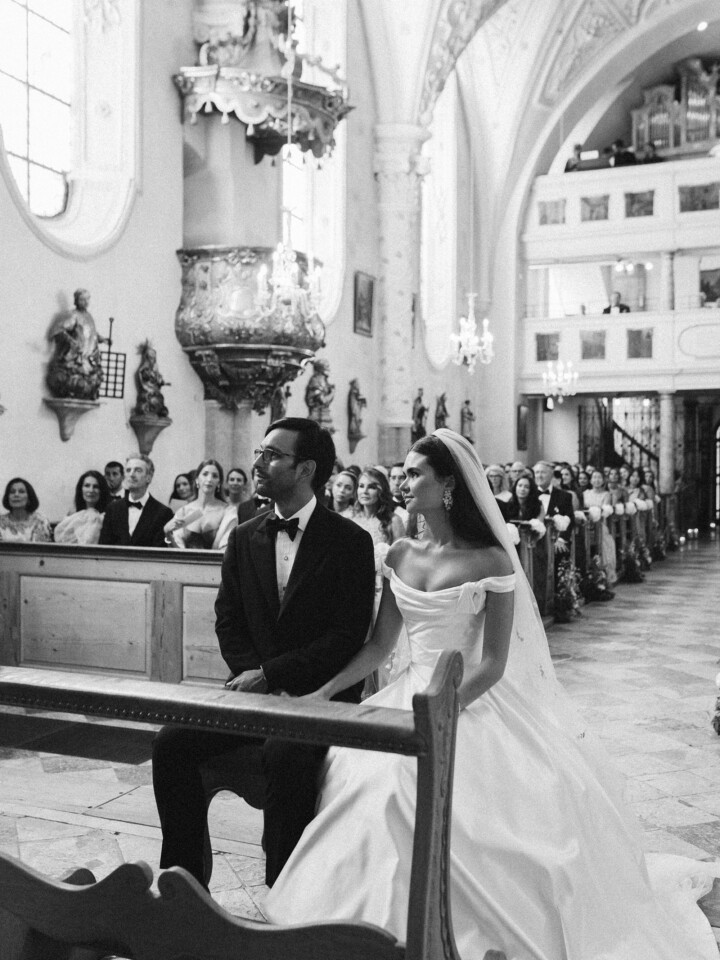 Phillipa Lepley bride Paulina Couture Italian Duchess Satin Wedding Dress Off The Shoulder Vienna Decollette Bow