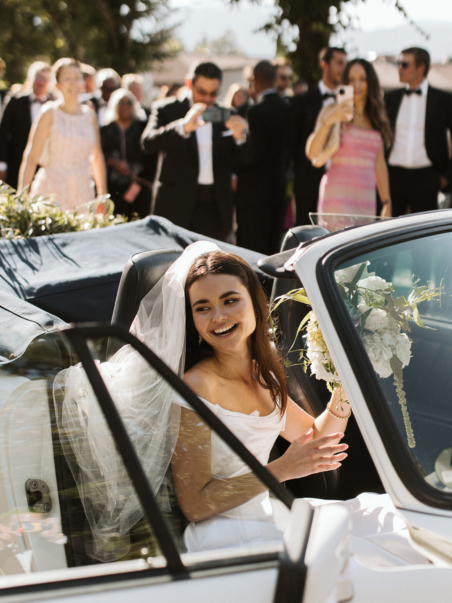 Phillipa Lepley bride Paulina Couture Italian Duchess Satin Wedding Dress Off The Shoulder Vienna Decollette Bow