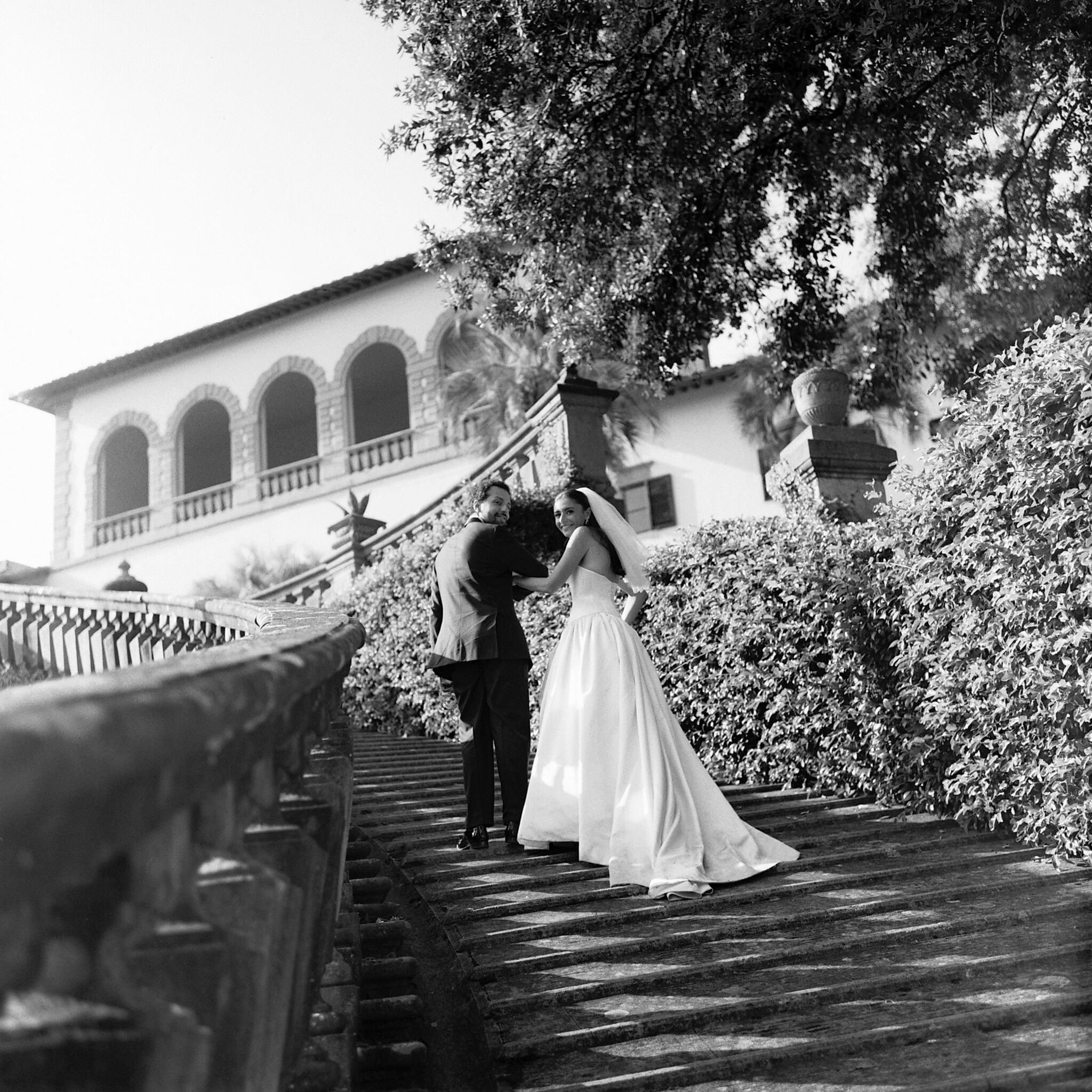 Phillipa Lepley bride Bana Dropped Waist Minimalist Couture Duchess Satin Wedding Dress With Corset and Short Veil
