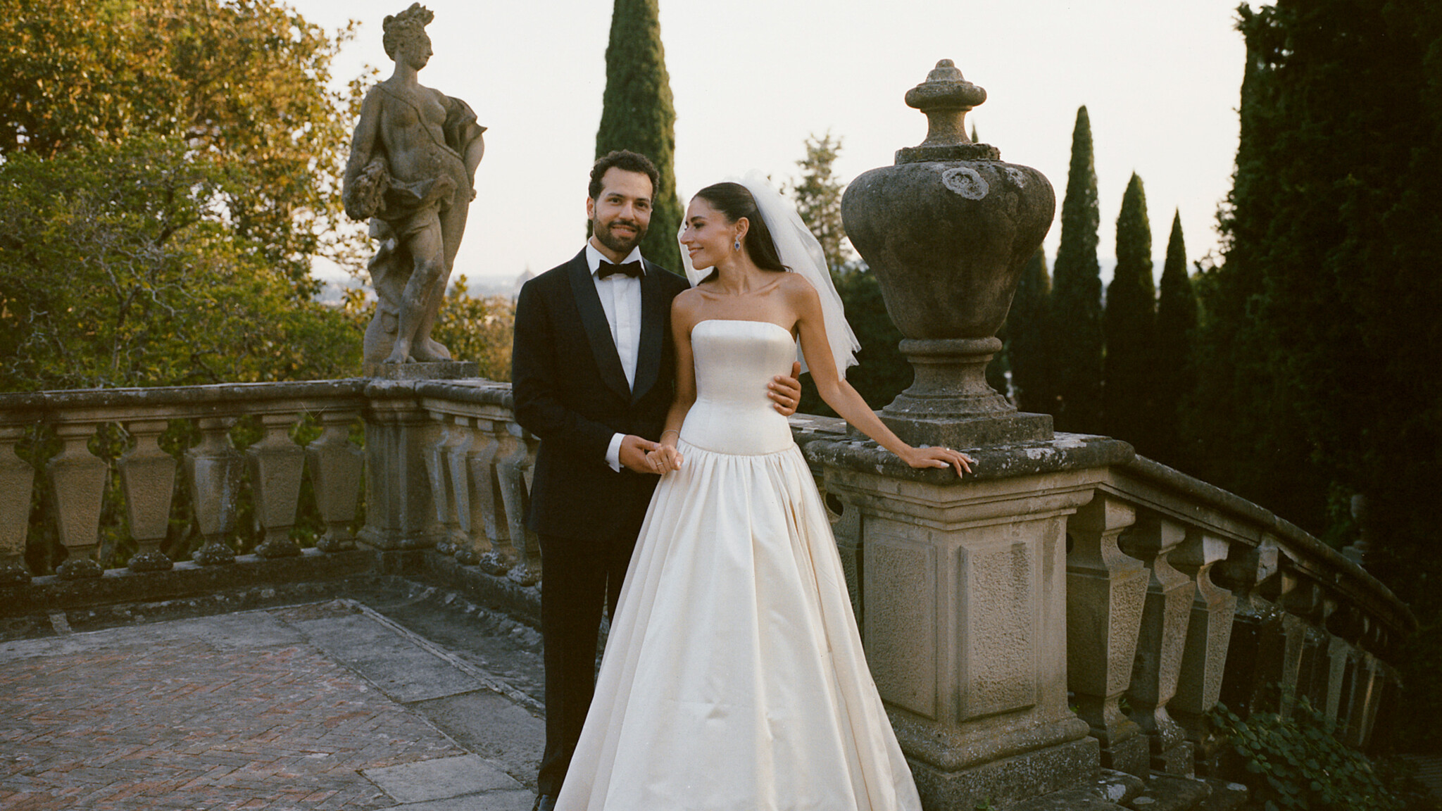 Phillipa Lepley bride Bana Dropped Waist Minimalist Couture Duchess Satin Wedding Dress With Corset and Short Veil