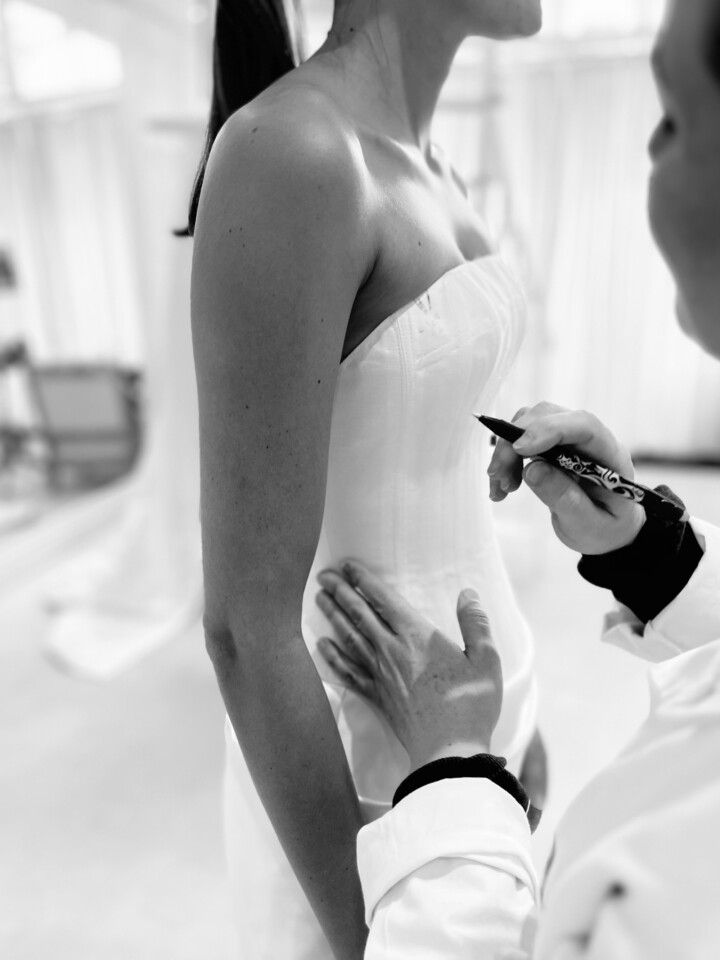 Phillipa Lepley bride Sara Walker Vogue Weddings Italian Duchess Satin Wedding Dress With Oversized Bow Seattle Wedding