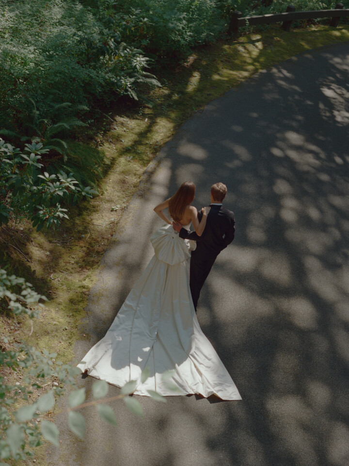Phillipa Lepley bride Sara Walker Vogue Weddings Italian Duchess Satin Wedding Dress With Oversized Bow Seattle Wedding
