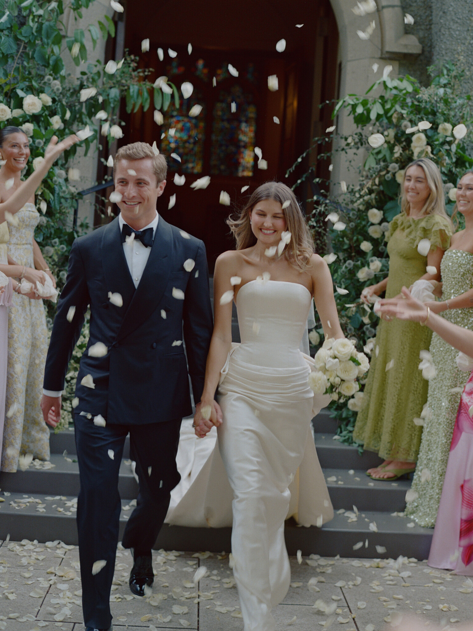 Phillipa Lepley bride Sara Walker Vogue Weddings Italian Duchess Satin Wedding Dress With Oversized Bow Seattle Wedding