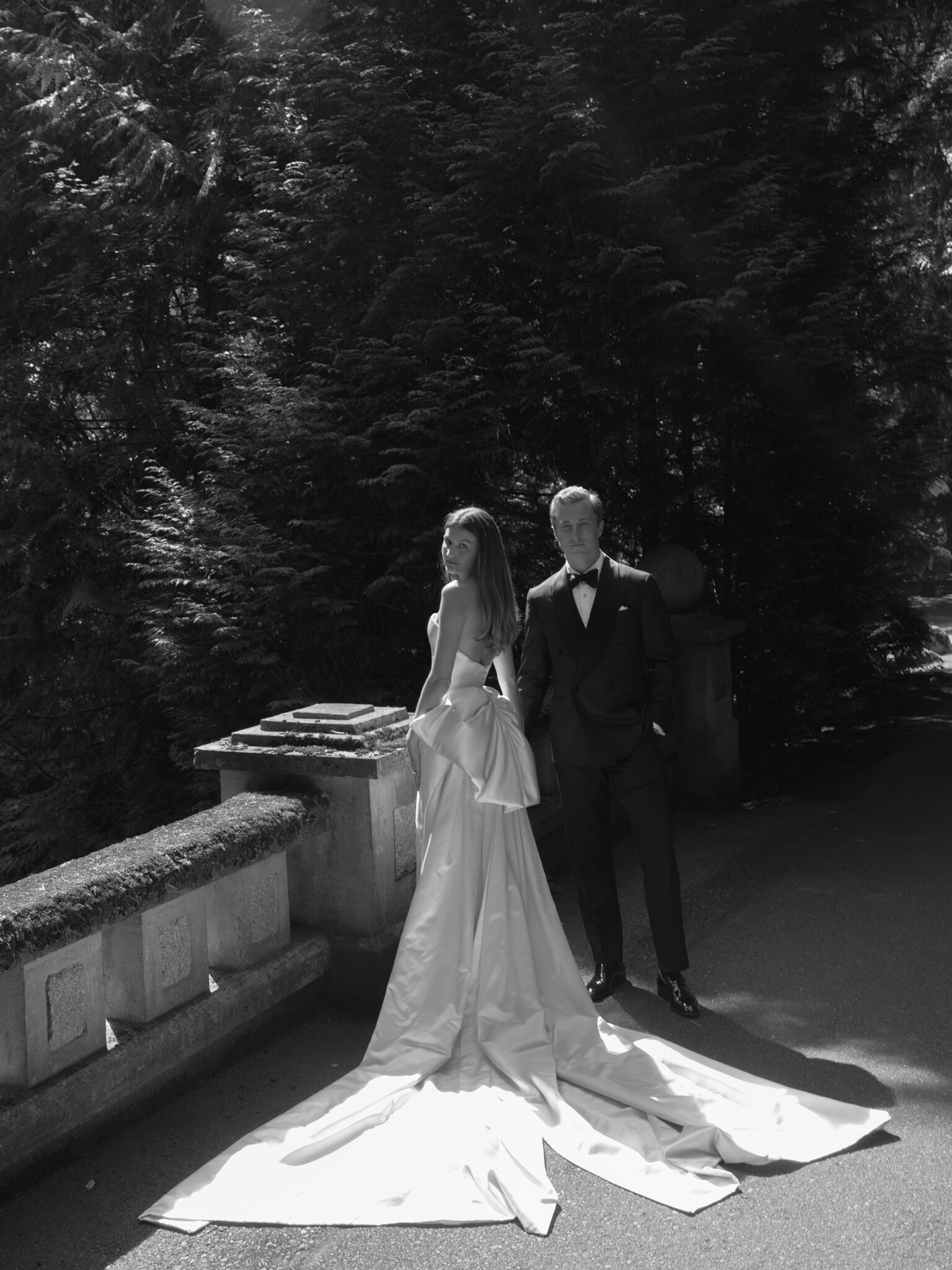 Phillipa Lepley bride Sara Walker Vogue Weddings Italian Duchess Satin Wedding Dress With Oversized Bow Seattle Wedding