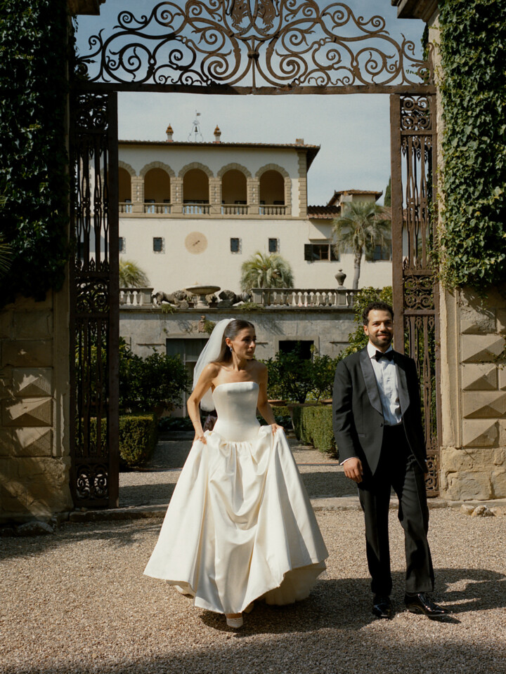 Phillipa Lepley bride Bana Dropped Waist Minimalist Couture Duchess Satin Wedding Dress With Corset and Short Veil