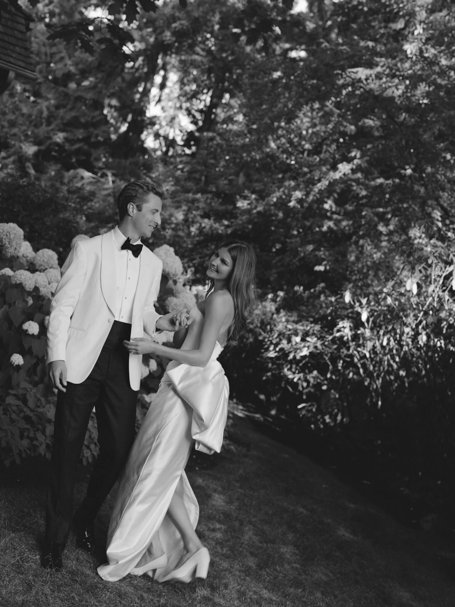 Phillipa Lepley bride Sara Walker Vogue Weddings Italian Duchess Satin Wedding Dress With Oversized Bow Seattle Wedding
